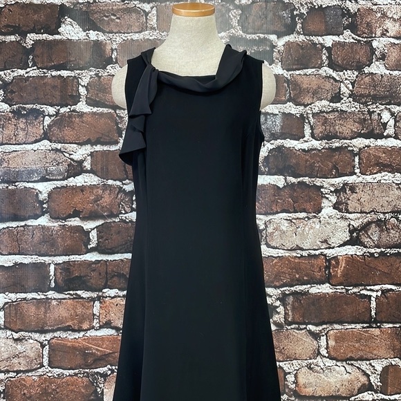 Les Copains Dress Italy Sleeveless Midi Cowl Neck Black Size 42 US 6 - Picture 5 of 16